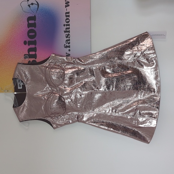 Gun Metal A-Line Sleeveless Faux Leather Mini Dress- LAST ONE! Size L - Picture 5 of 7